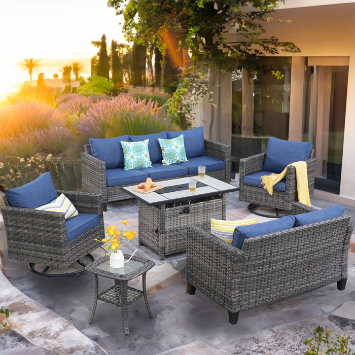 Ebern Designs Lovall 7 Person Outdoor Seating Group with Cushions